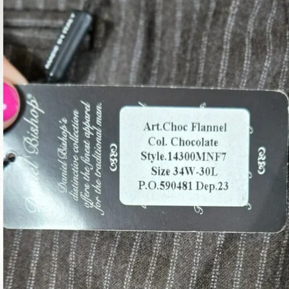 David Bishop NWT W34 X L30 Men's Black Pinstripe Dress Pants Made in Italy - Picture 11 of 14